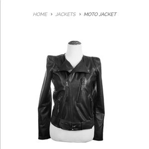 Jennifer Haley leather motto jacket